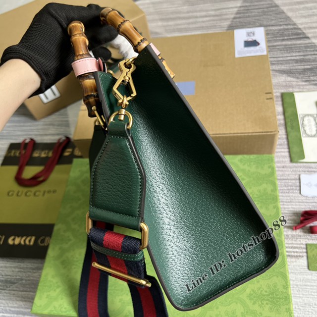 Gucci官網2022新款兩根霓虹色扣帶女包 古馳原廠皮竹節中號手提托特包702721 gqy4685